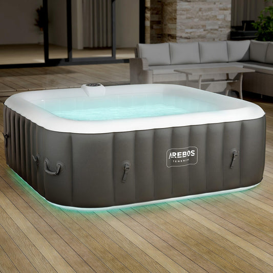 Arebos Spa Whirlpool 6 Personen Aufblasbar 185x185 cm